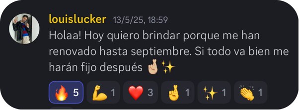 Mensaje de Louis Lucker contando que le han renovado hasta septiembre